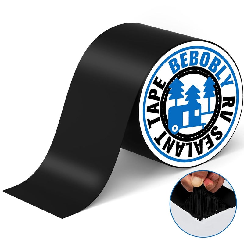 BEBOBLY Butyl Sealant Tape Waterproof,RV Roof Tape Black,6 Inch X 50 Foot Leak Repair Sealant Tape，UV & Waterproof for RV Roof,Window,Camper, Boat,Pipe Sealing Black - Image 1